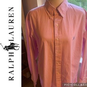 Ralph Lauren Mens pink, long sleeve button up shirt